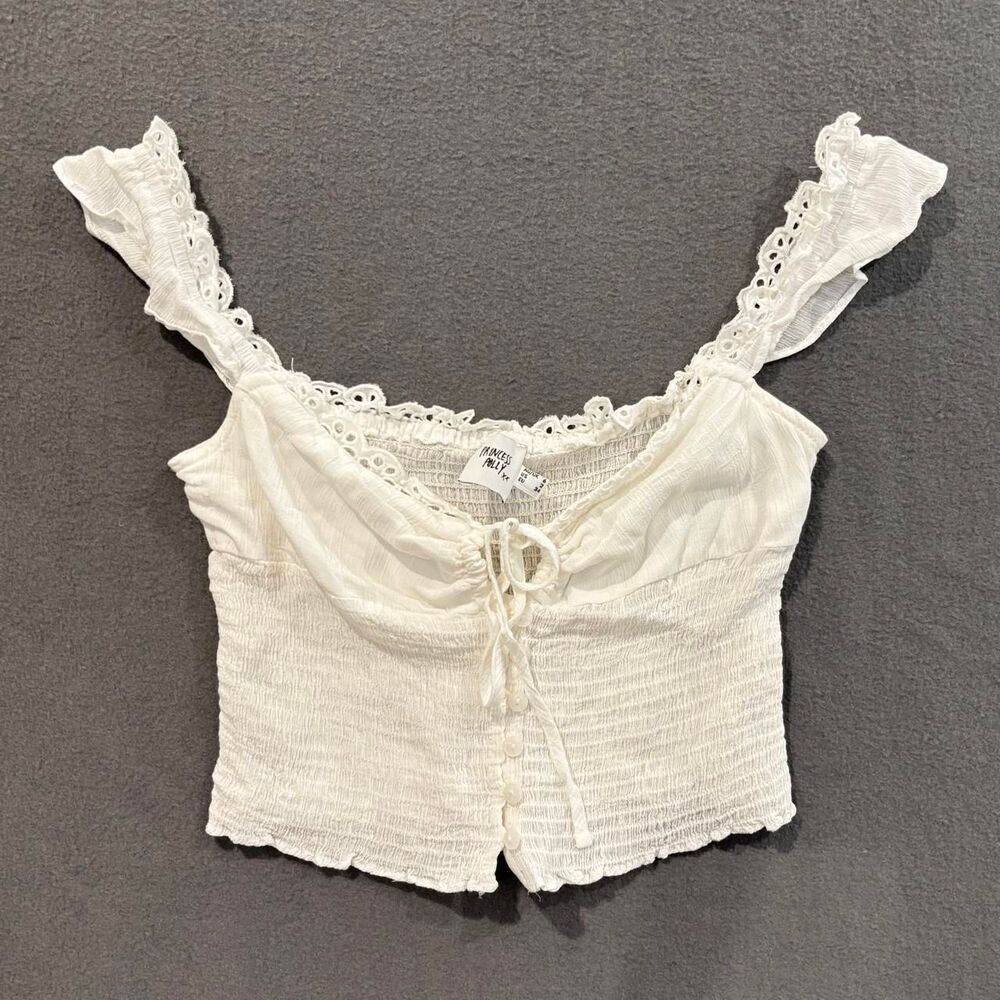 princess polly milkmaid crop top with tie front